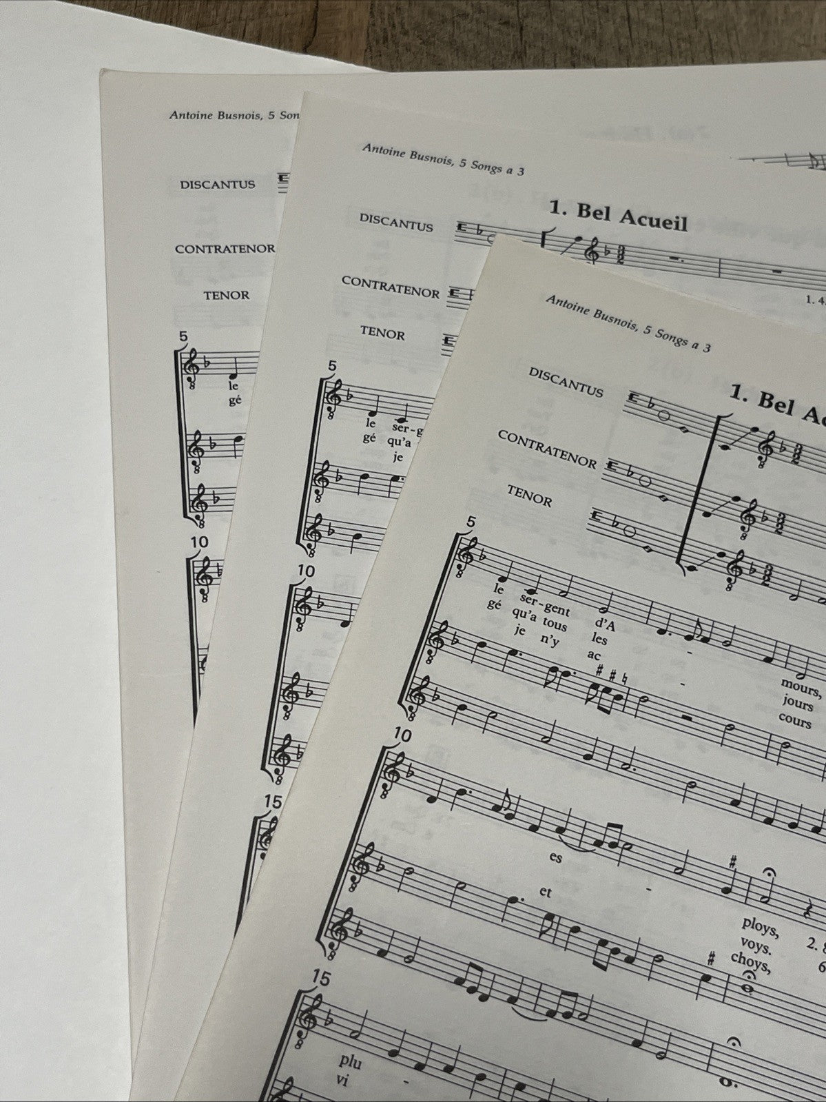 Antoine Busnois 5 French Songs For 3 Voices Or Instruments EML,174 Songs Sheet