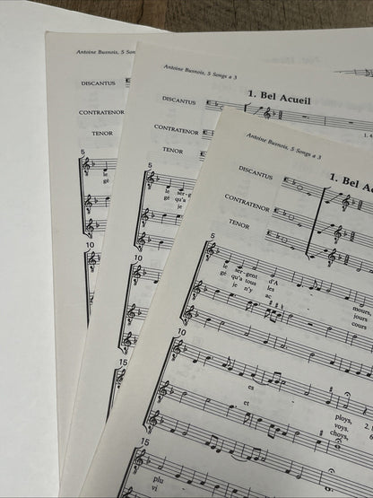 Antoine Busnois 5 French Songs For 3 Voices Or Instruments EML,174 Songs Sheet