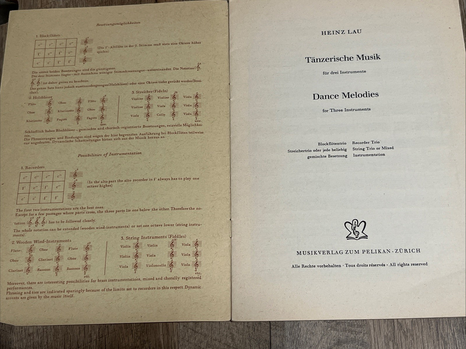 Heinz Lau Tänzerische Musik for drei instrumente Dance Melodies  For Three Instr