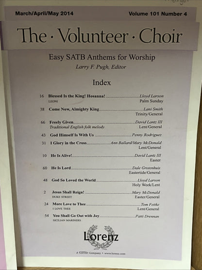 The Volunteer Choir Vol 101 . No 1,2,3,4 Publication Jan-Dec 2013-2014  Lorenz