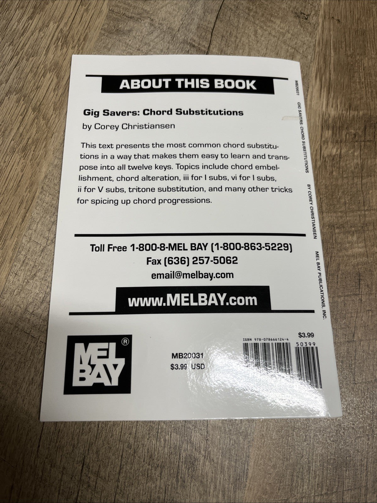 MEL BAY GIG SAVERS: CHORD SUBSTITUTIONS FOR SERIOUS By Corey Christiansen *Mint*