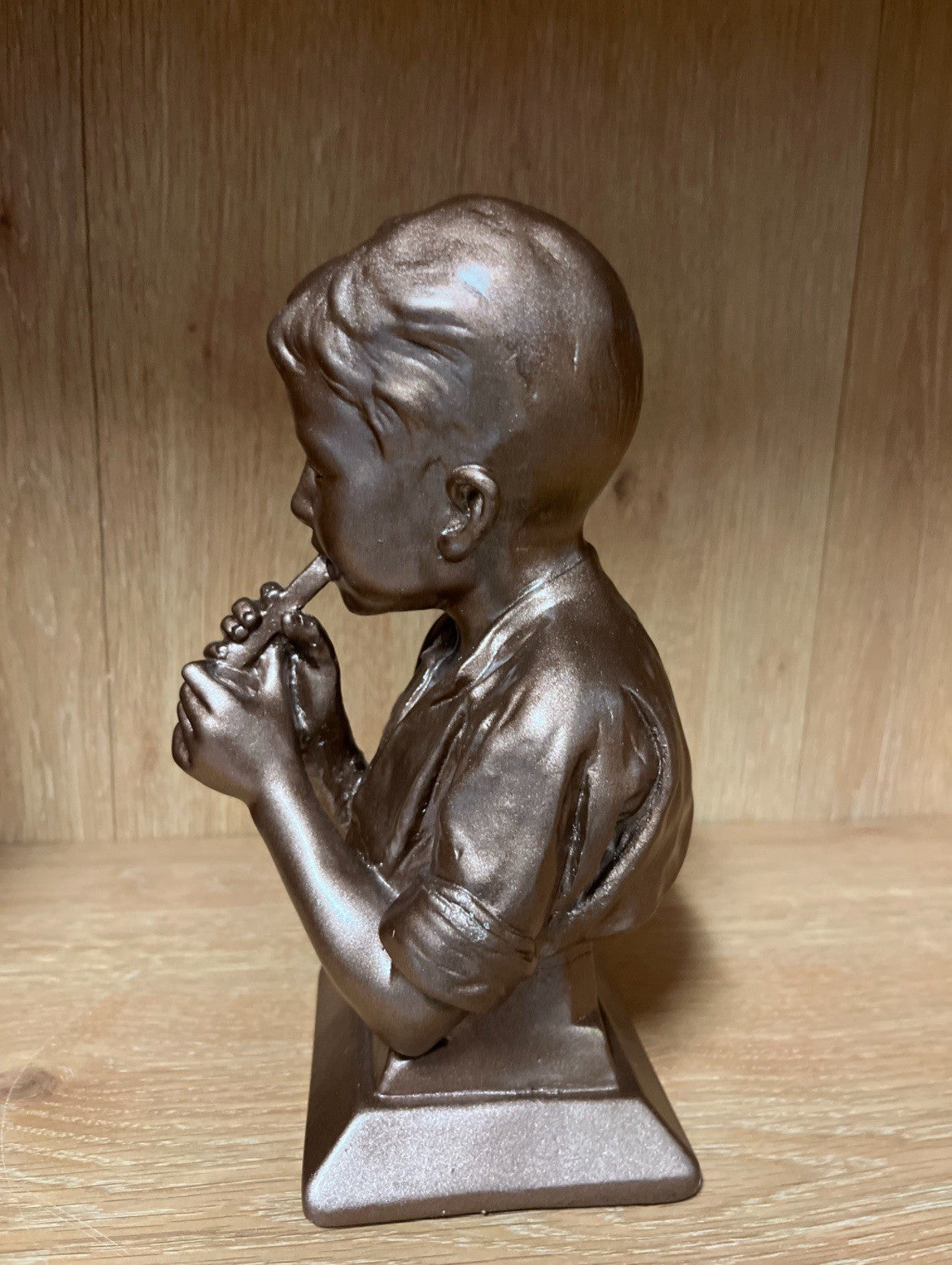 Signed and Marked Emmanual Villanis Bookend Busts Boy Playing Flutes
