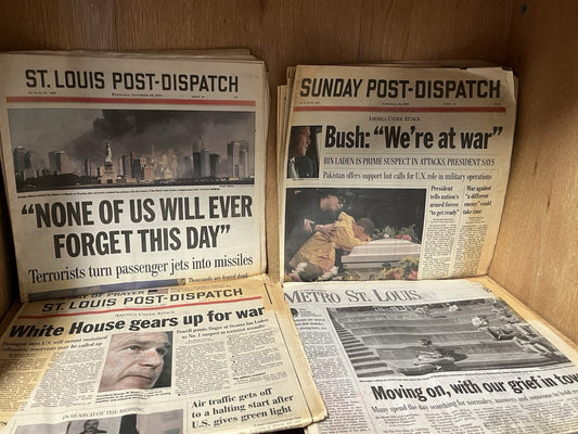 9/11 Newspapers Lot of 4 St Louis Post-Dispatch Sept 12, 13, 14 and 16/ 2001