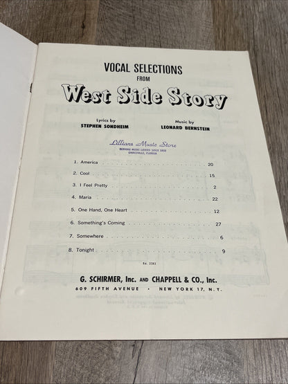 Vintage Sheet Music Vocal Selections from West Side Story 8 Songs 1957