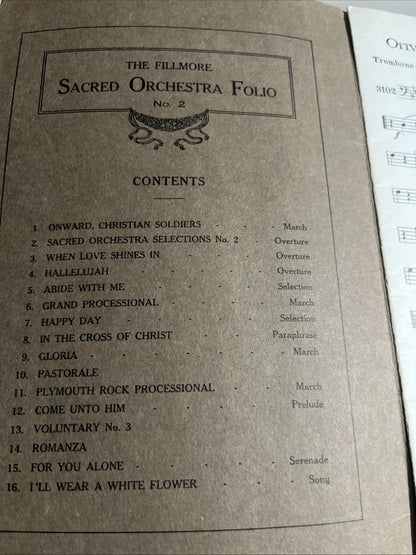 Lot of 5 The FILLMORE Sacred Orchestra Folio No.2 - 1931