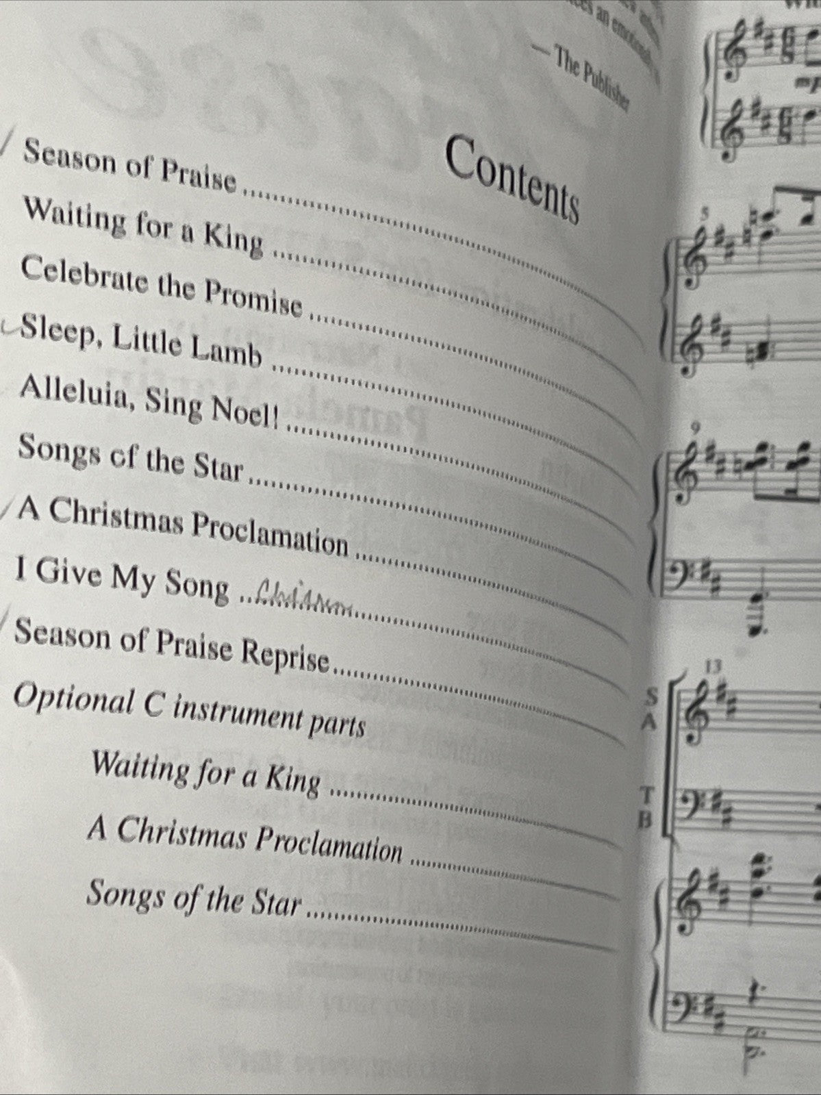 Lot 2 Season of Praise A Christmas Celebration for SATB Choir Martin Music Book