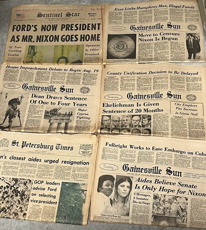 LOT OF 6 1974 WATER GATE SCANDALS NIXON RESIGNED, , FORD BECOMES PRESIDENT