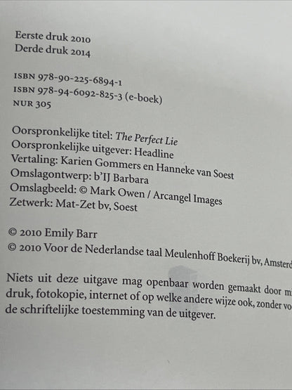 De perfecte leugen" (The Perfect Lie) by Emily Barr Dutch Edition