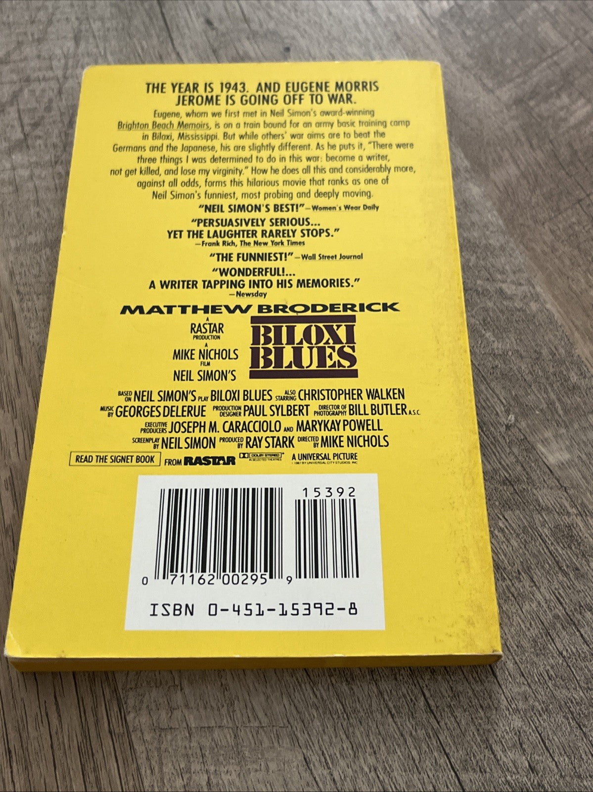 Biloxi Blues With Actual Movie Still Tie-In Ed Top Drawer Simon, Neil  Signe