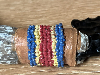 Lava Obsidian,Handmade Winchester Dagger Knife, Wrapped In Bohemian Beads 5”/8”