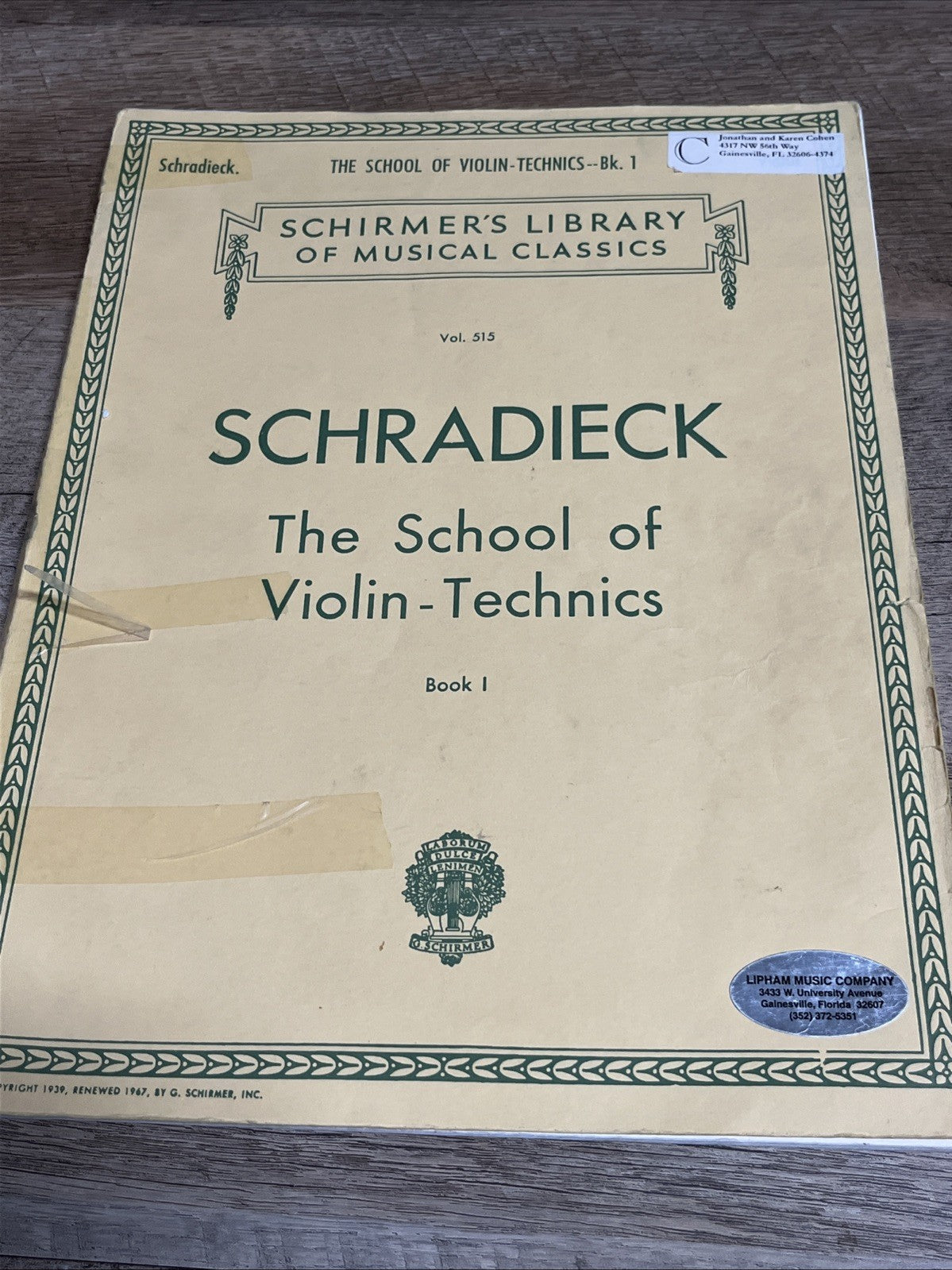 School of Violin Technics Book 1 Schirmer’s Library Of Music Classics Vol 515