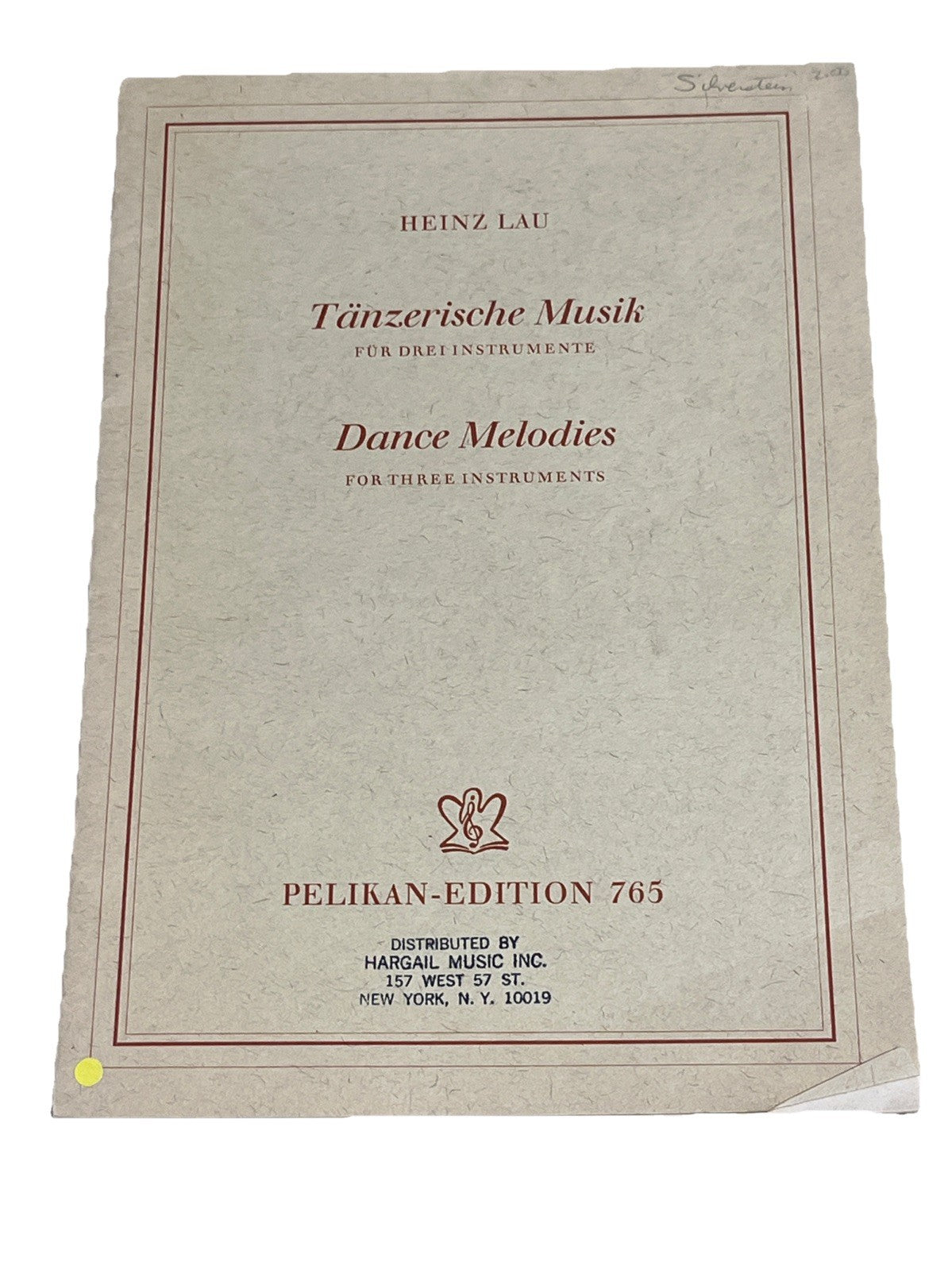 Heinz Lau Tänzerische Musik for drei instrumente Dance Melodies  For Three Instr