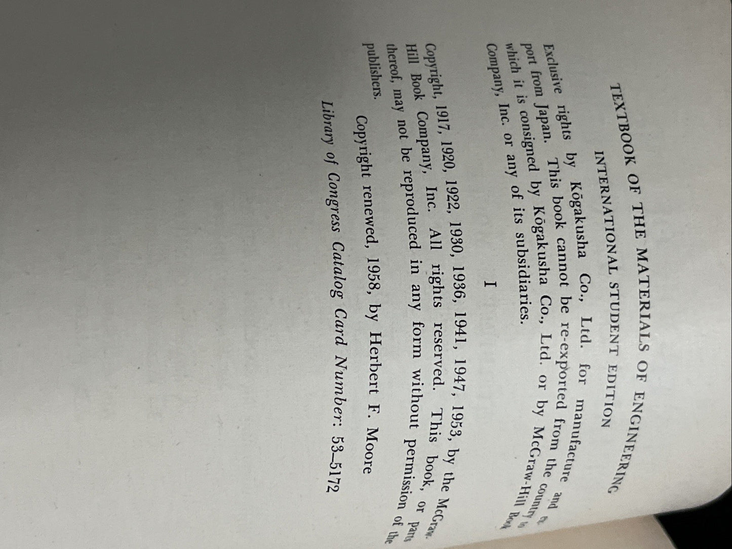 Materials of Engineering By Moore . Moore 1953 International Student Edition
