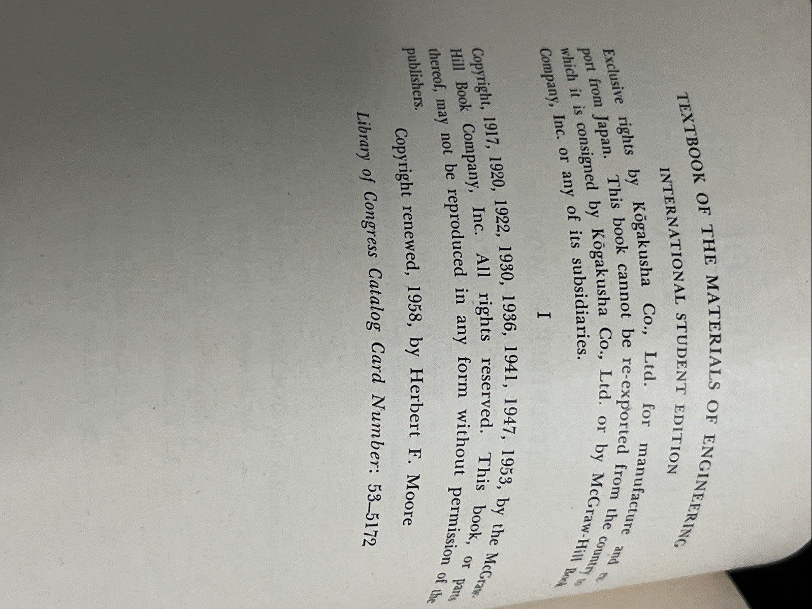 Materials of Engineering By Moore . Moore 1953 International Student Edition