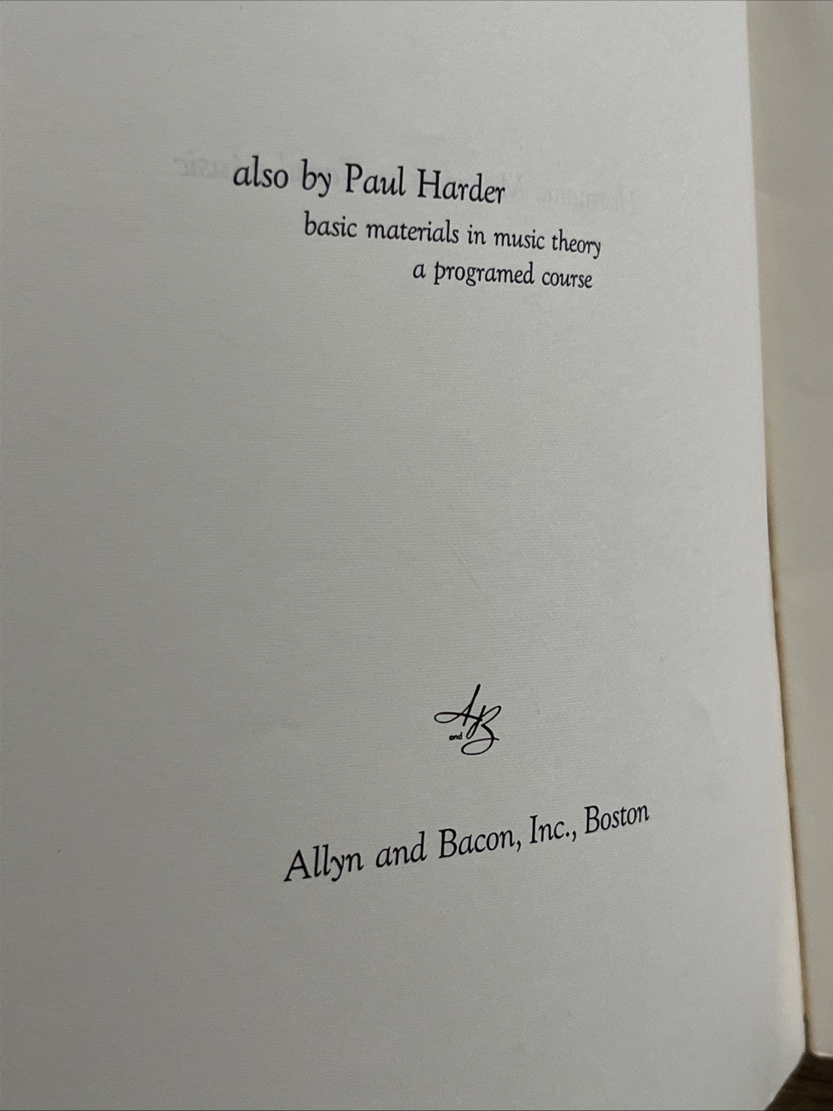 Harmony Materials in Tonal Music A Programed Course Part 1 & 2 By Paul O. Harder