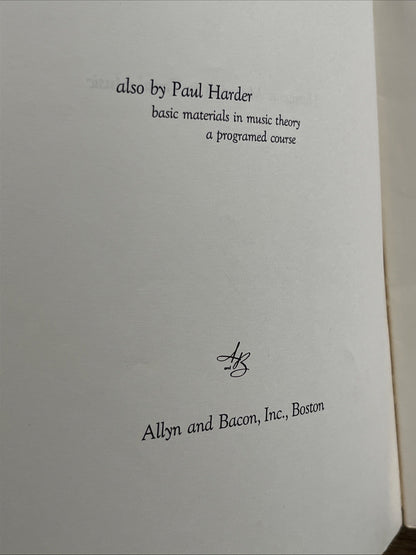 Harmony Materials in Tonal Music A Programed Course Part 1 & 2 By Paul O. Harder