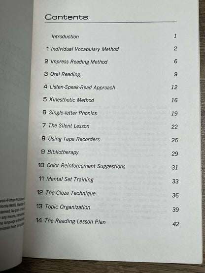 Fourteen Remedial Reading Methods Thaddeus Trela 1967 Fearon Teacher-Aid Book