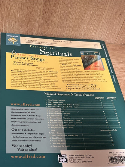 Jean Anne Shafferman PARTNERS IN SPIRITUALS: 6 SPECTACULAR PARTNER SONGS ( No CD