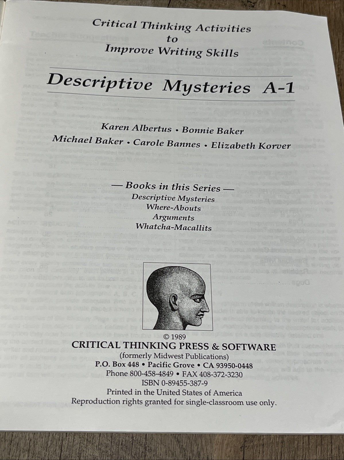 Critical Thinking Activities to Improve Writing : Descriptive Mysteries A-1