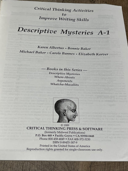 Critical Thinking Activities to Improve Writing : Descriptive Mysteries A-1