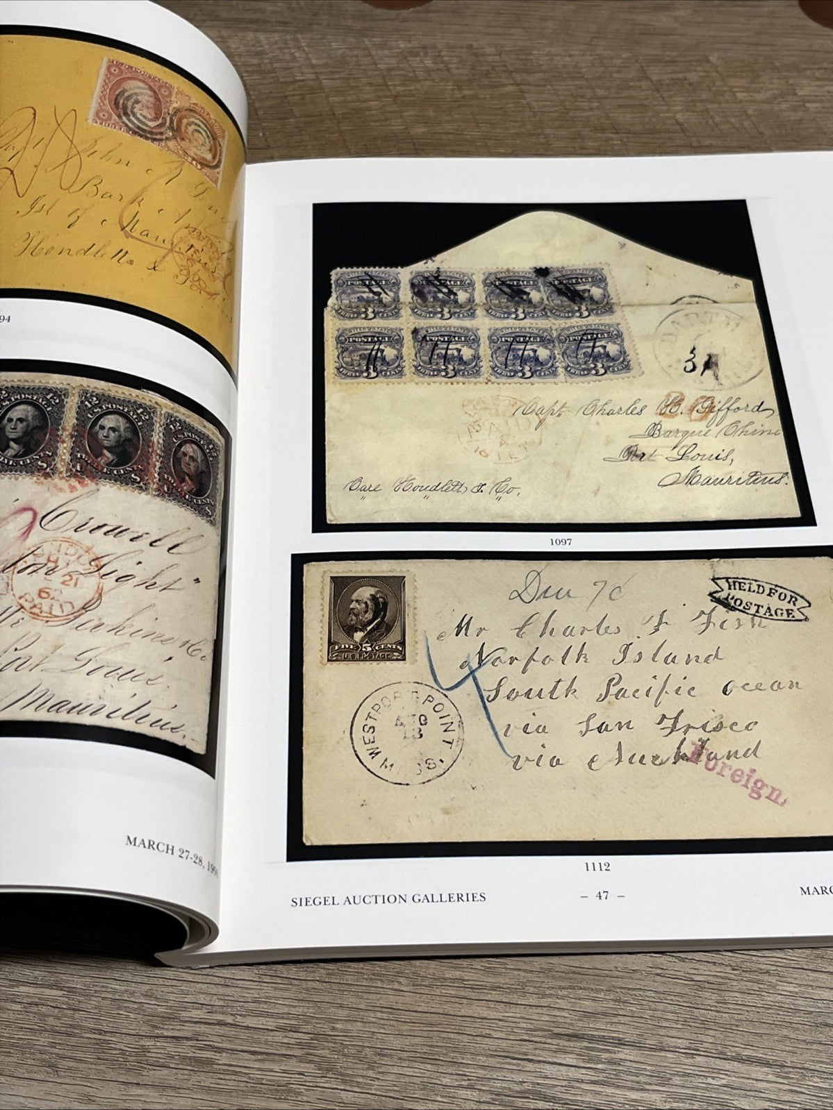 U.S. and Foreign Postal History, R.A. Siegel, N.Y., Sale 774, March 27-28, 1996