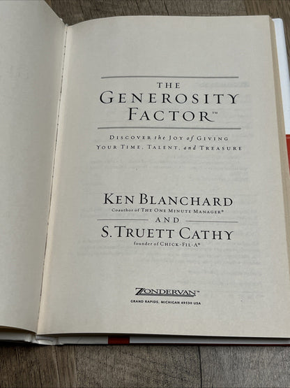 The Generosity Factor  by K. Blanchard & S.T. Cathy 2002 Hardcover DJ *Like New*
