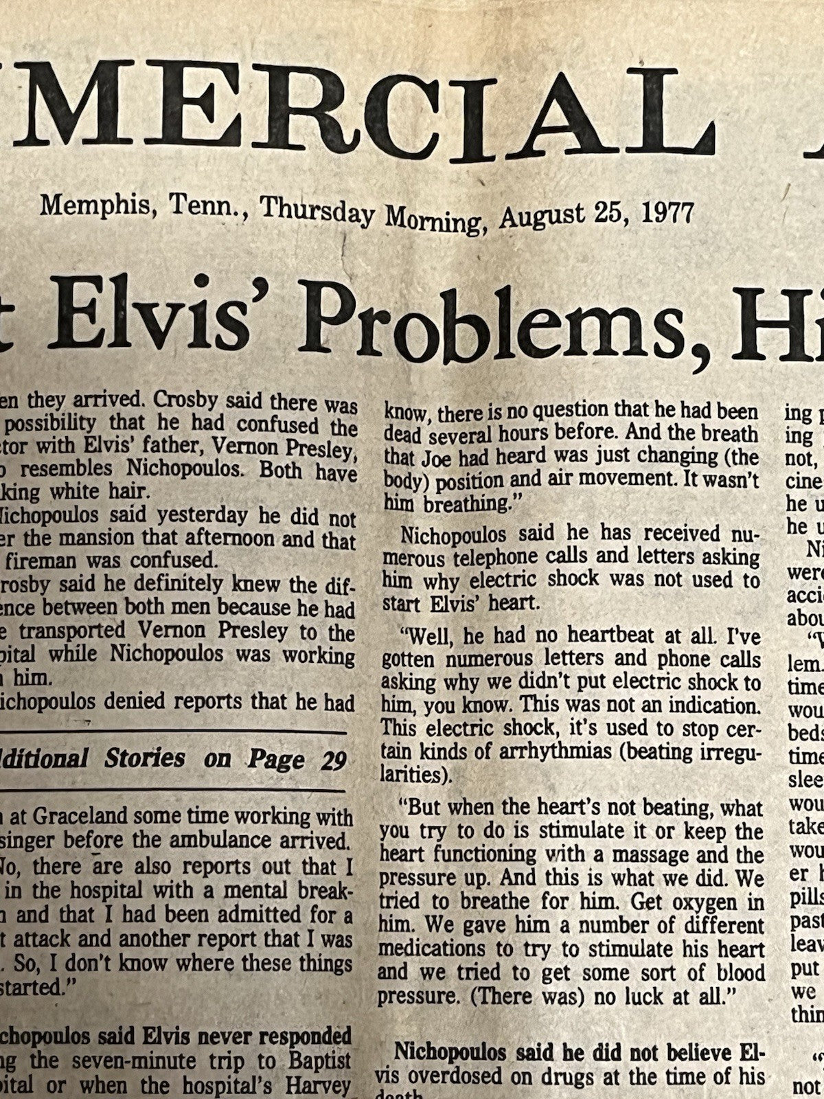 Elvis Presley Newspaper Death Memphis Press, 1977, AUG - 17, 18, 19, 21, 25 & 26
