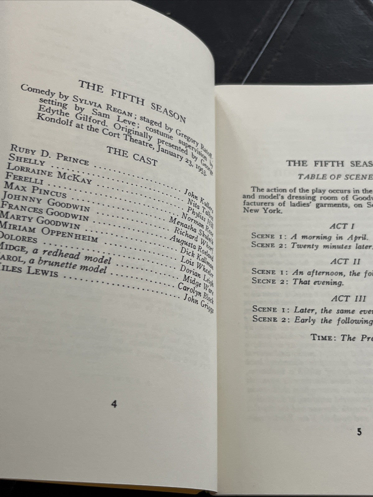 The Fifth Season : A NEW COMEDY IN THREE ACTS  by Sylvia Regan 1953