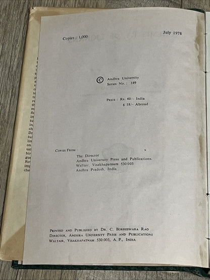 CHEMISTRY OF LIGNANS ANDHRA UNIVERSITY PRESS WALTAIR 1978 Ed In Chief C.B. S RAO