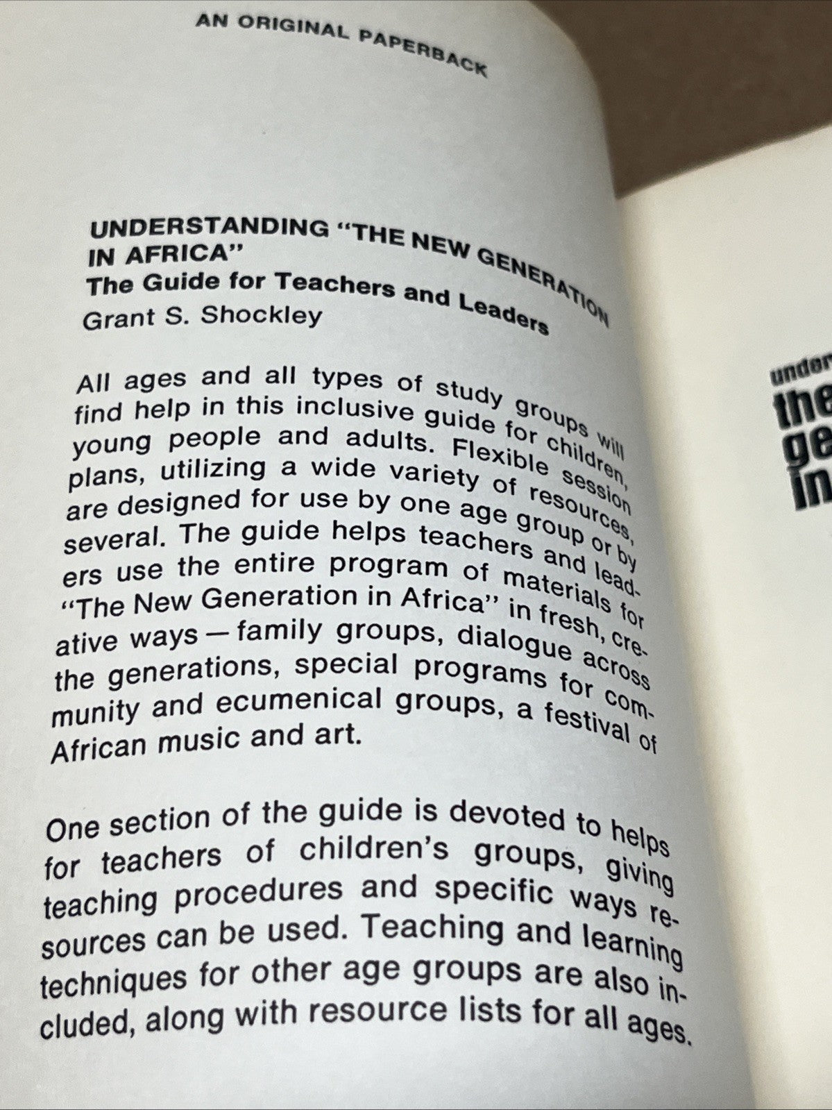 Understanding The New Generation In Africa 1st Edition 1971 Grant A. Shockley