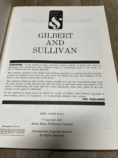 Vintage 1941 A Treasury Of Gilbert & Sullivan & Everybody Favorite Series No.16
