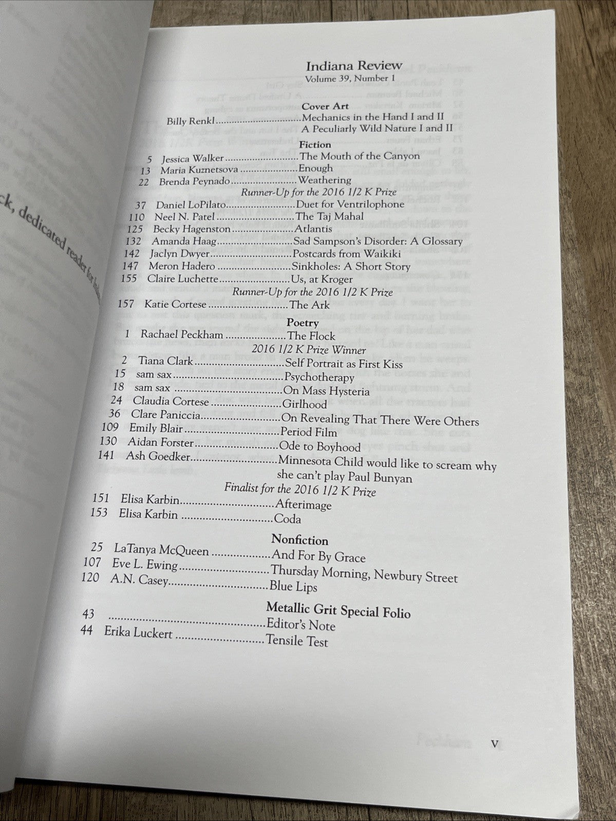 Indiana Review, Volume 39, Number 1 - Winter 2017