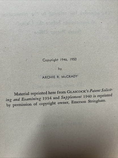 Patent Office Practice By Archie R McCRADY 1950 - Third Edition
