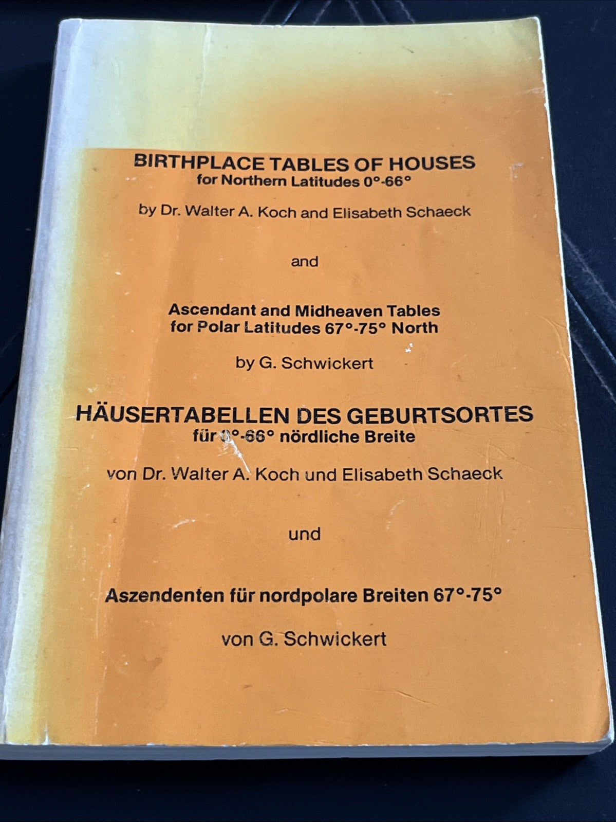 Birthplace Tables of Houses for Northern Latitudes 0°-66° by Dr. Walter A. Koch