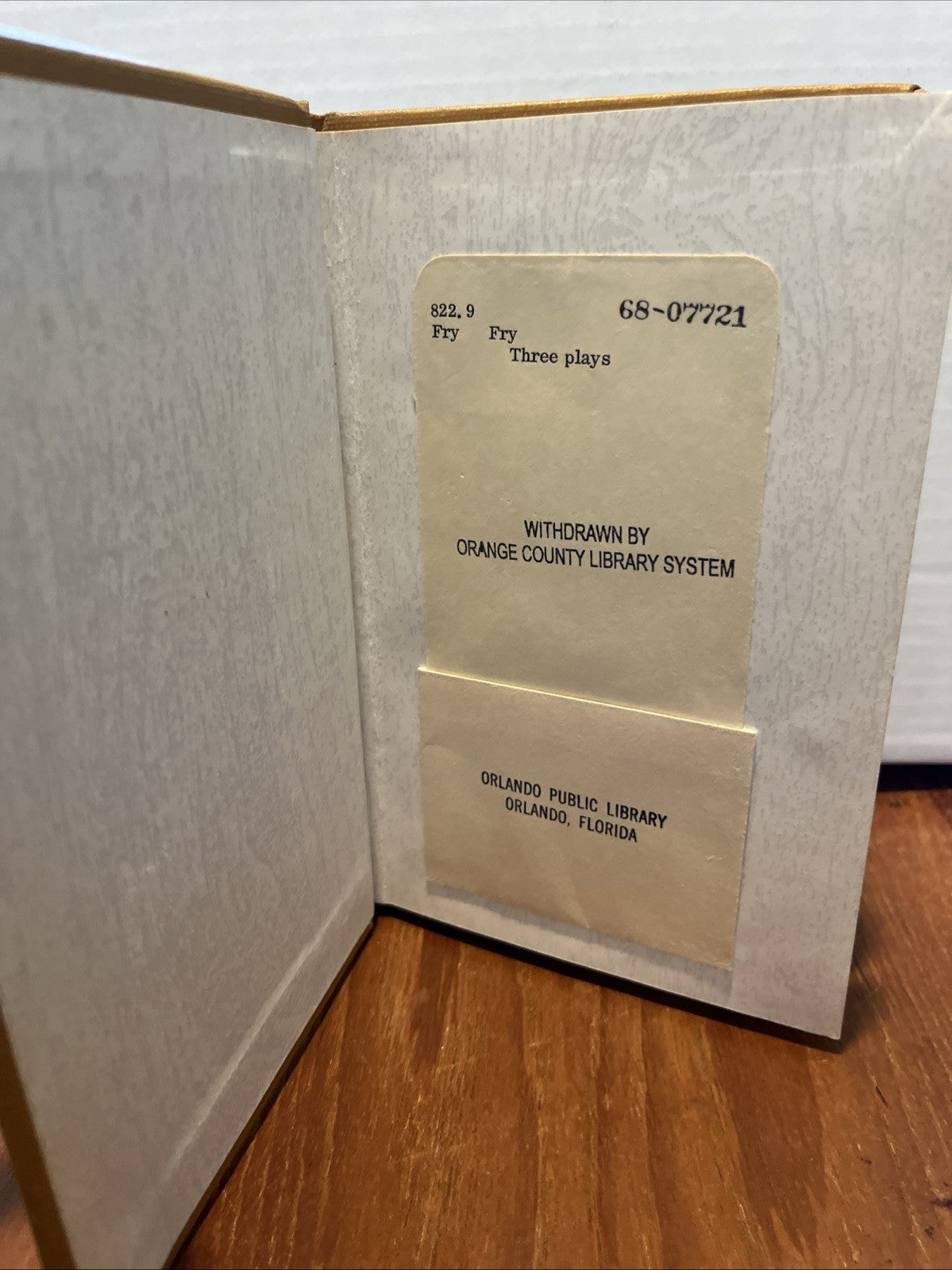 CHRISTOPHER FRY-THREE PLAYS (1965) THE FIRSTBORN/THOR/SLEEP PRISONERS VG+ EX LIB
