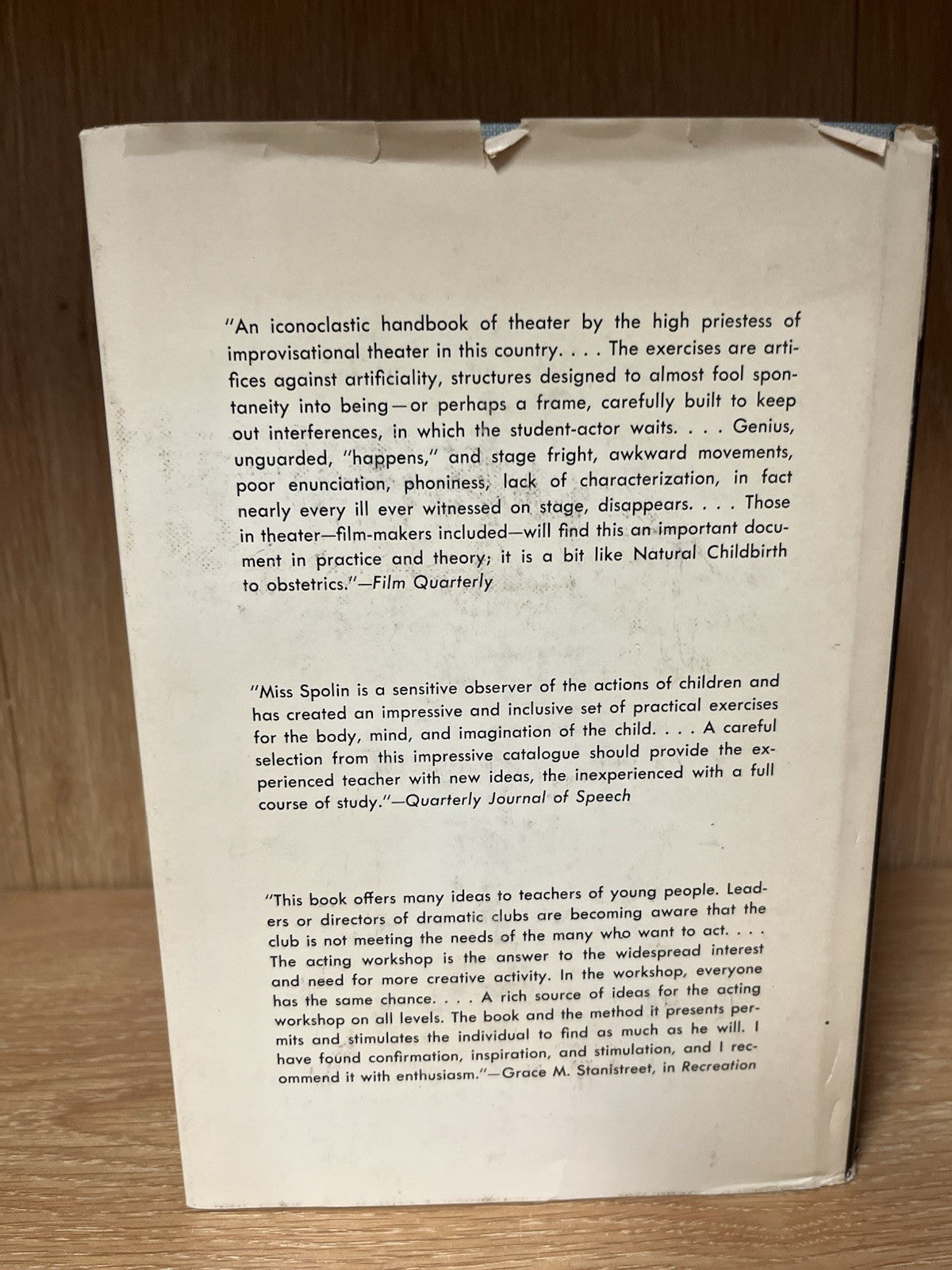 IMPROVISATION FOR THE THEATER: A HANDBOOK OF TEACHING AND By Viola Spolin