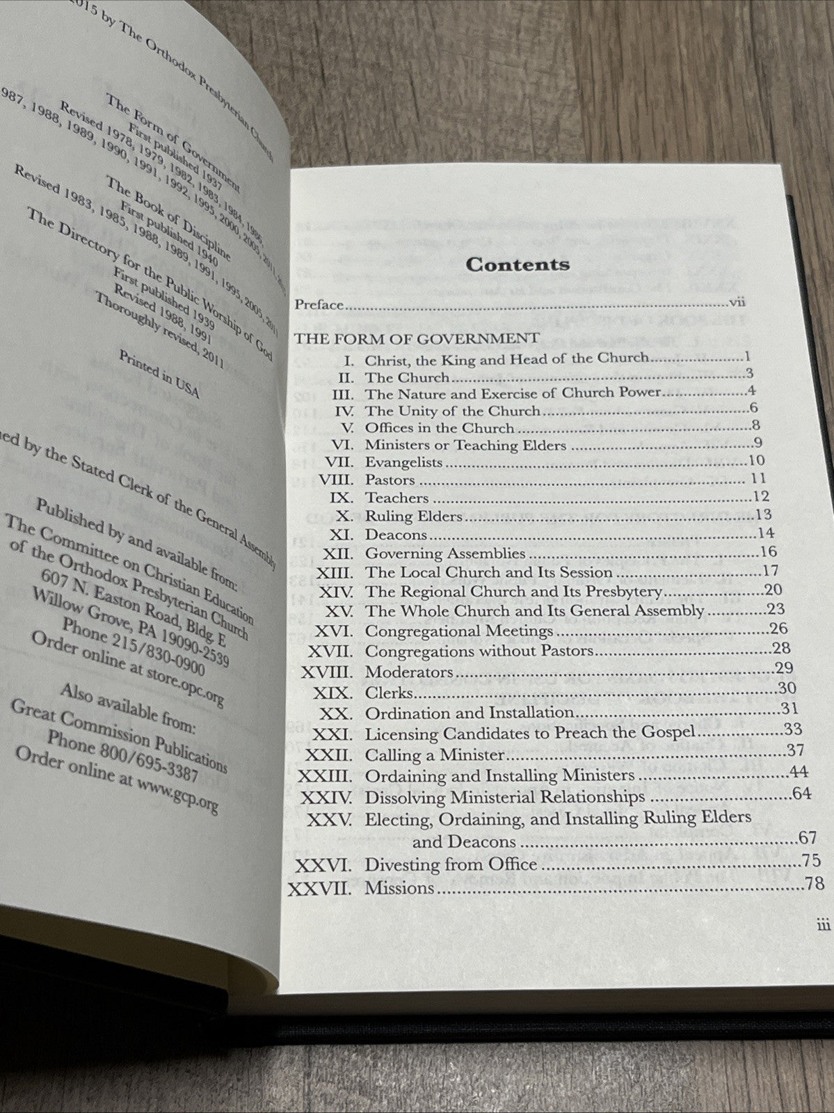 Book of Church Order Of The Orthodox Presbyterian Church 2015 Edition