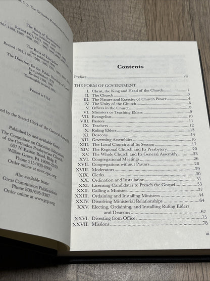 Book of Church Order Of The Orthodox Presbyterian Church 2015 Edition