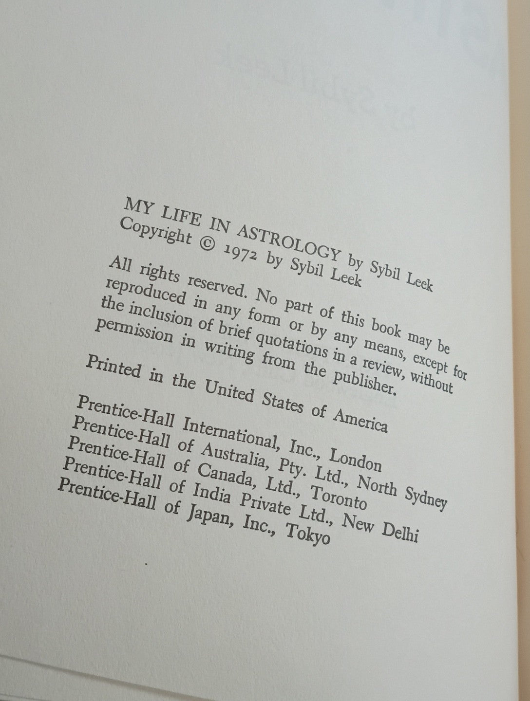 My Life In Astrology First Edition By Sybil Leek 1972