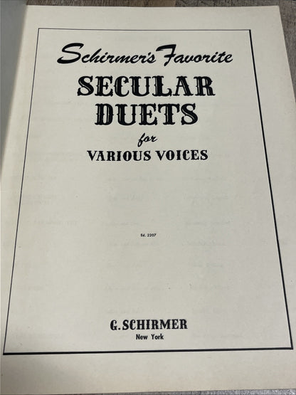 Schirmer’s Favorite Secular Duets For Various Voices - Song Book 1954