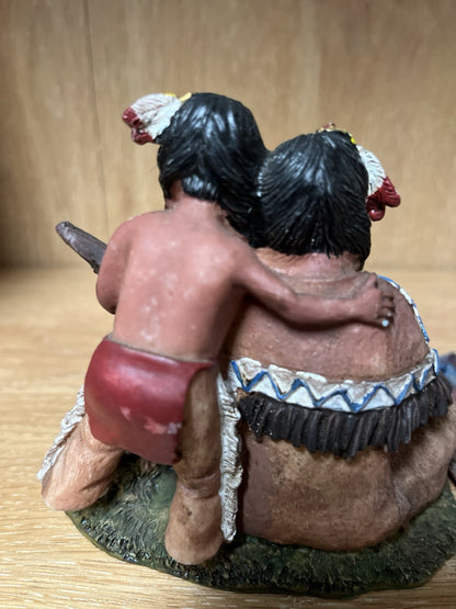 Native American India Family Figurine Details Decoration,hand paint 3 In Lot