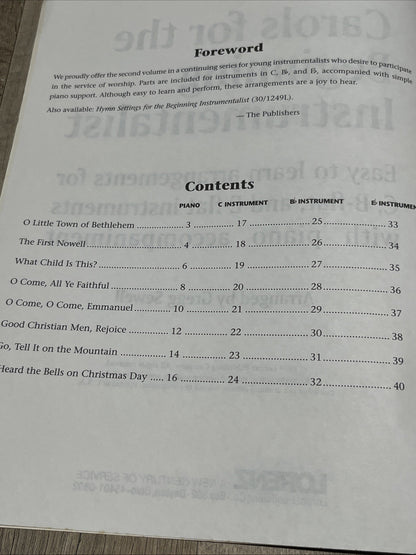 Carols for the Beginning Instrumentalist Easy To Learn Arr For C,B-flat,& E-flat
