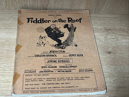 Fiddler On The Roof Director’s Script Harold Prince Music Theatre Pamphlet