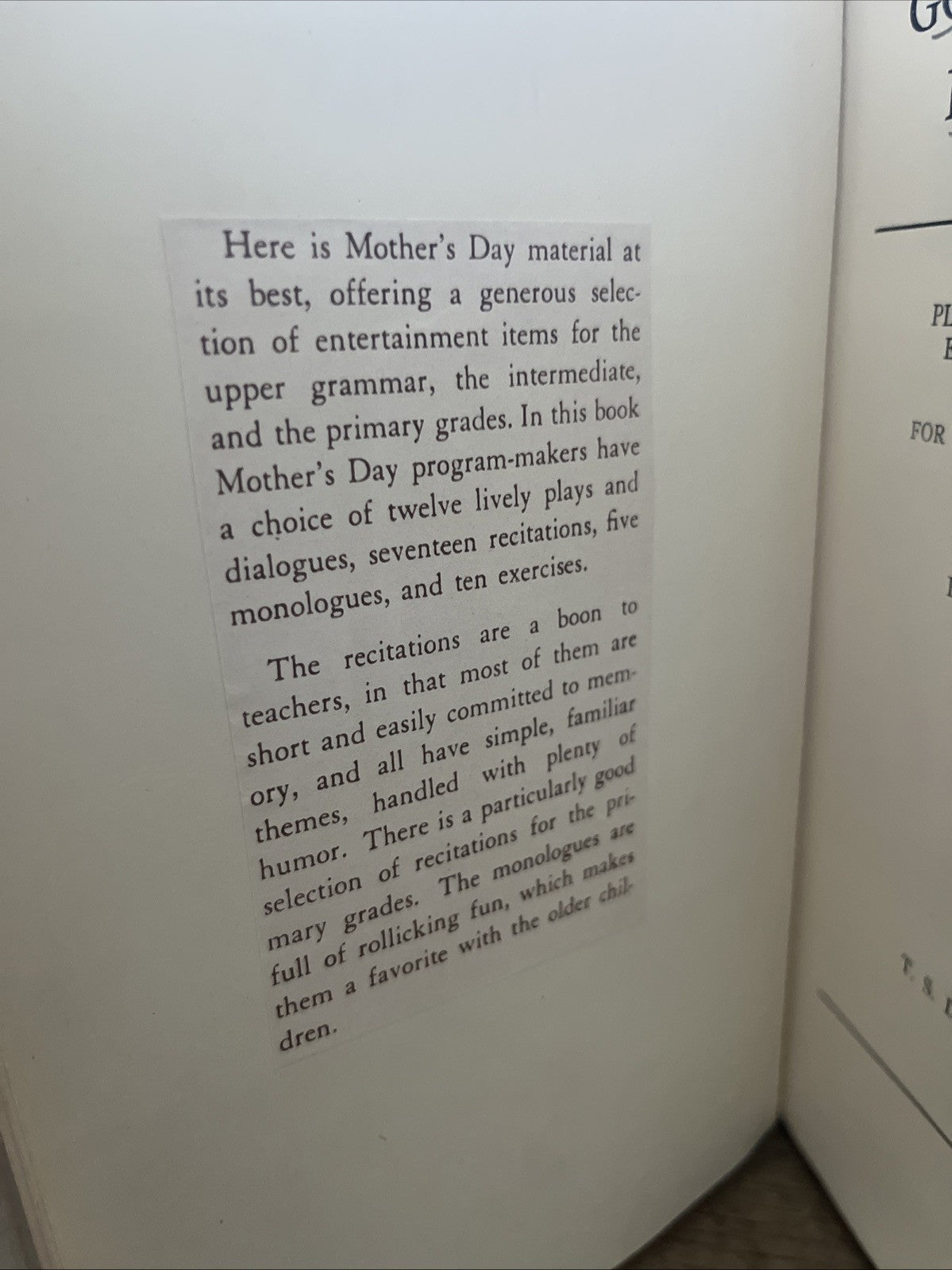 Good Things For Mother’s Day: Plays,Dialogue, Recitations,Exercises & Monologues
