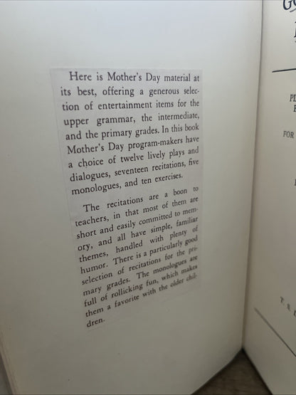 Good Things For Mother’s Day: Plays,Dialogue, Recitations,Exercises & Monologues