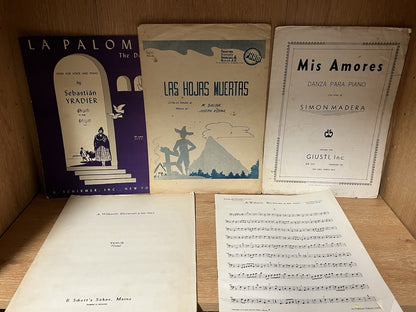 Vintage Sheet Music; La Paloma , Las Hojas Muertas, Miss Amores,  A Willaert: