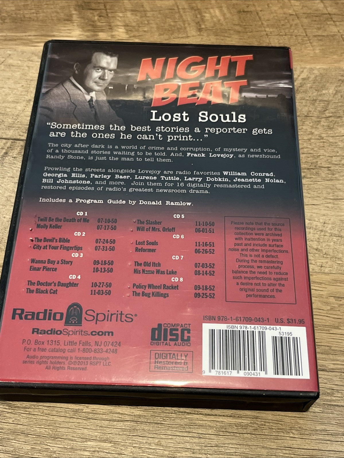 Night Beat Lost Souls Starring Frank Lovejoy Brand 8 CD Radio Spirits Old Time