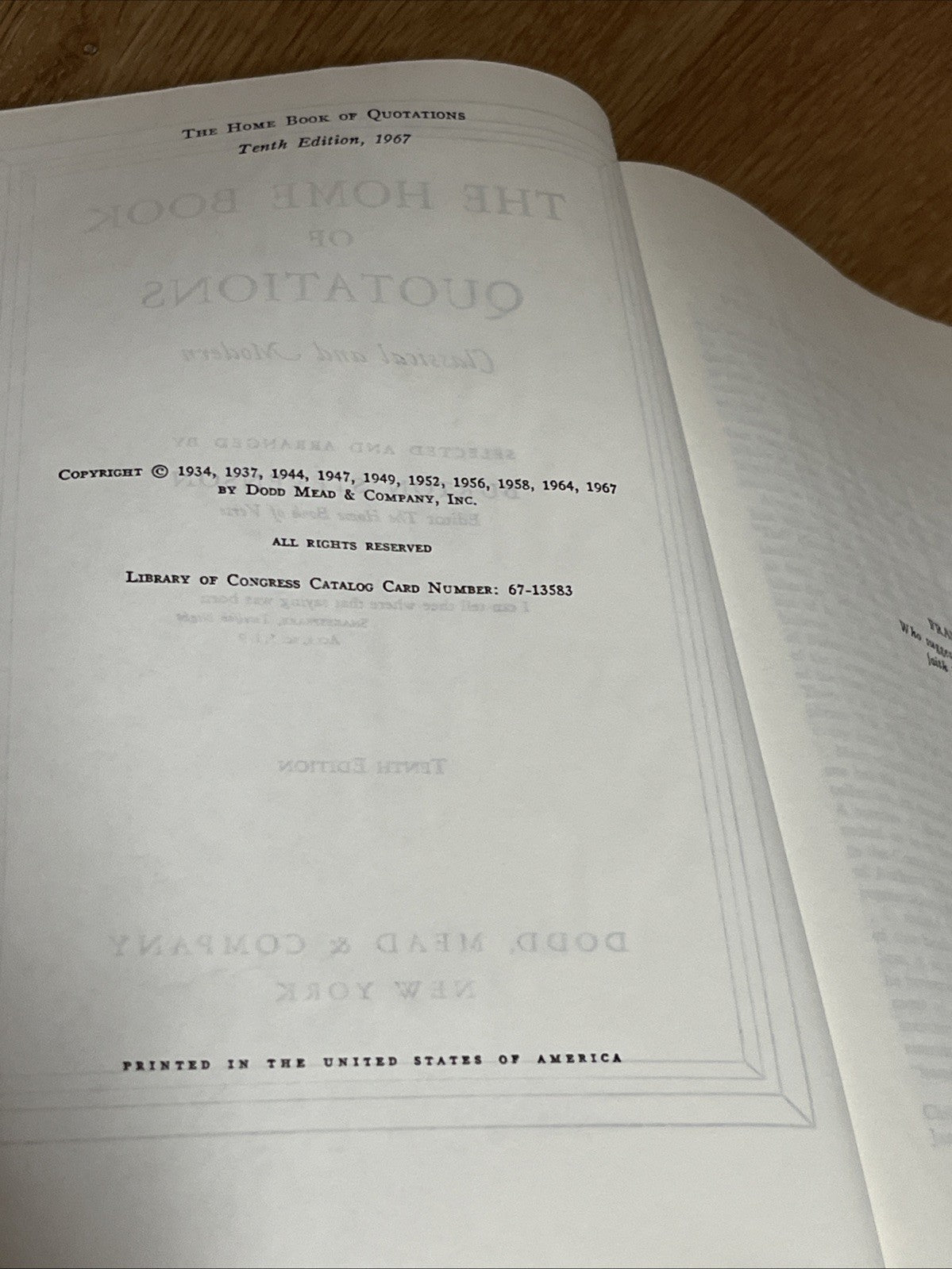 The Home Book OF Quatations Classical And Modern By Burton Stevenson 1967
