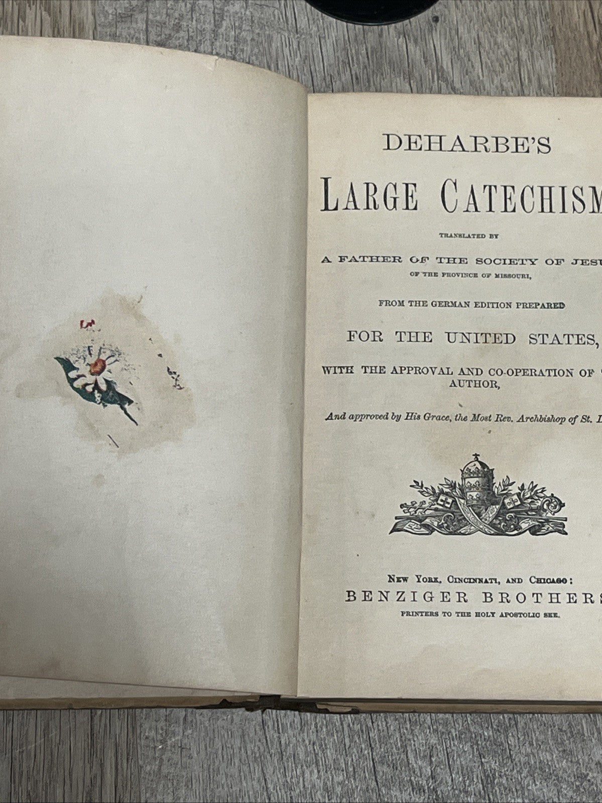 DEHARBE'S Book Large Catechism,1882 1st Edition Benziger Brothers (English)