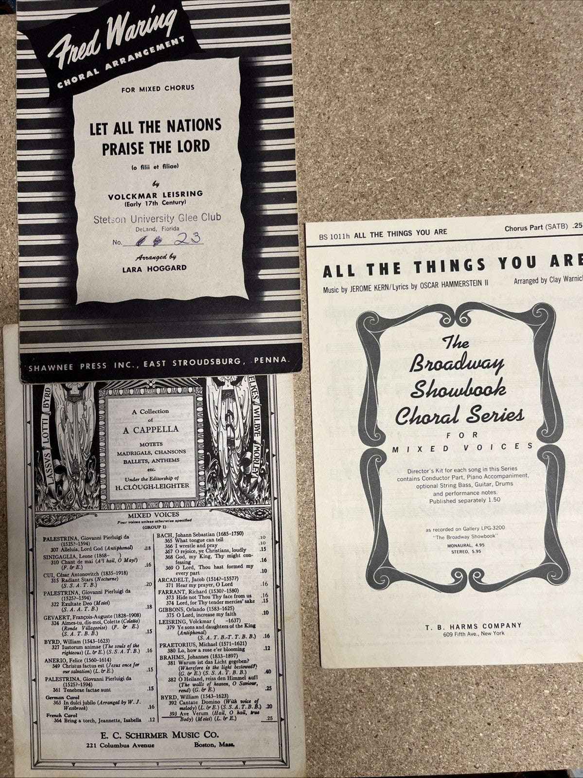 Vintage Sheet Music Broadway Showbook Choral Series/CAPPELLA Motets Madrigals..